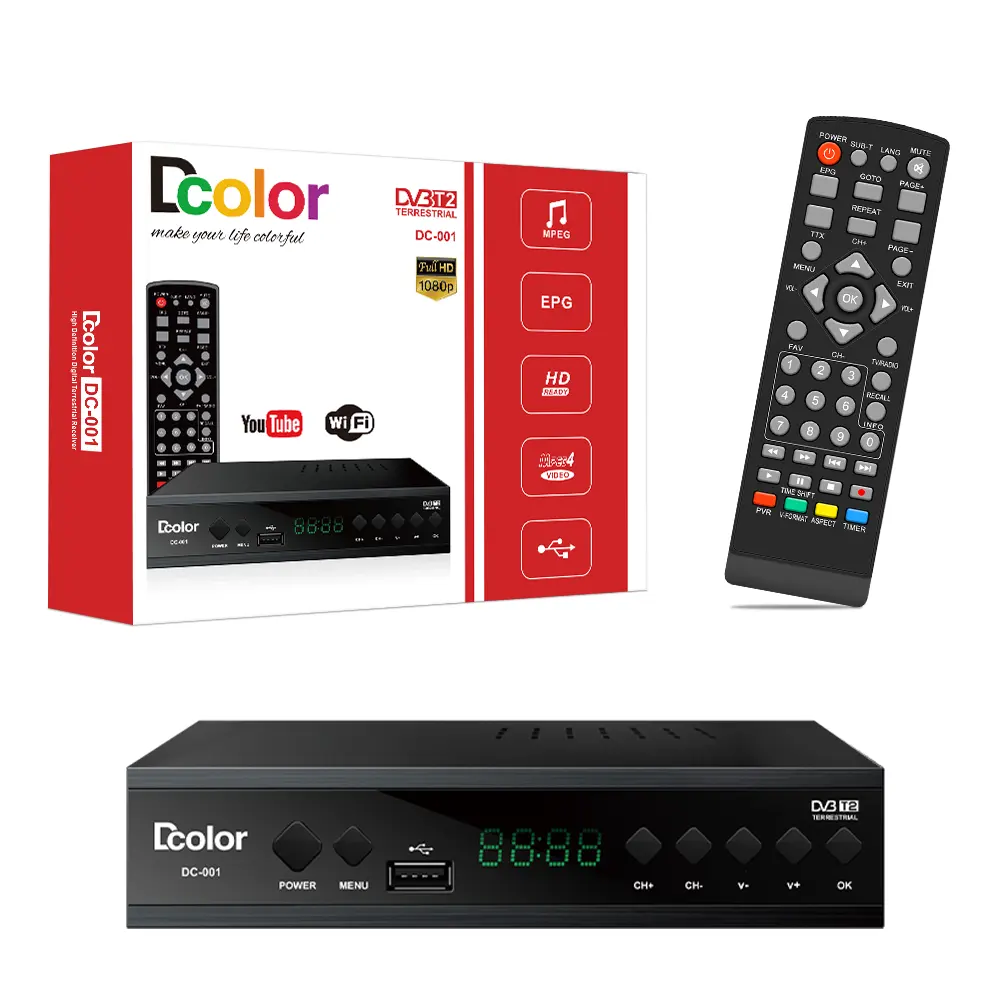 Harga murah Set Top Box Digital 1080P Full HD DVB T2 Receiver FTA STB DVB T2 dengan dekoder