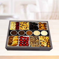 Boîte Plateau Traiteur Noire en Papier Kraft 100% Recyclé pour Fête, Chocolats, Biscuits et Desserts, avec Couvercle et Séparateurs
