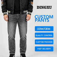 Jean gris délavé pour homme, coupe slim fuselée, denim délavé effet vieilli, pantalon décontracté classique à cinq poches, longueur cheville