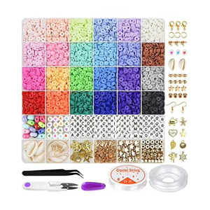 6000 pièces de perles en argile polymère de 24 couleurs, perles Heishi avec pendentifs, kit de fabrication de bijoux pour jouets - Product Image 1