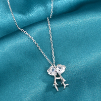 Collier romantique en argent sterling 925 avec pendentif double cœur enlacé, plaqué rhodium, cadeau pour femme, bijoux