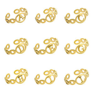 Anillos de letras del abecedario a-<span class=keywords><strong>z</strong></span>, anillo de oro Irregular ancho grueso, anillo ajustable con inicial, Unisex, novedad de 2021 - Product Image 5