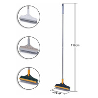 Brosse de nettoyage 2 en 1 en microfibre réglable en forme de V avec manche long pour raclette de sol de cuisine et de salle de bain