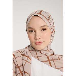 Écharpe en soie Pure Tone noisette à motif carré, design élégant en pierre - Product Image 2