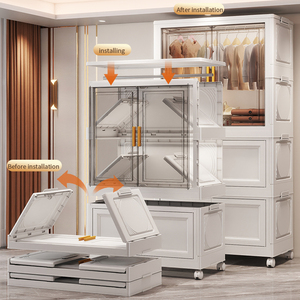Gabinete de Almacenamiento Plegable de Plástico con Múltiples Capas, Diseño Nuevo para Muebles del Hogar, Caja Móvil para Ropa de Dormitorio - Product Image 1