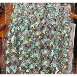 Ruban de dentelle brillant fait main de 3 cm de large avec perles rondes en verre et chaîne de perles, bande de code à barres à <span class=keywords><strong>souder</strong></span> pour vêtements, cheveux et cols - Product Image 4