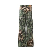 Pantalon camouflage unisexe rétro style français taille mi-haute délavé pour homme, basique de mode décontractée hip-hop, collection automne