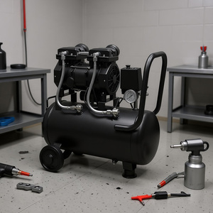 Compresseur d'air sans huile à double cylindre, réservoir de 30 L, pompe à air silencieuse pour la réparation automobile, le travail du bois, la peinture au pistolet, l'utilisation en garage - Product Image 5