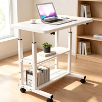 Table de chevet en métal, bureau d'ordinateur mobile et réglable, bureau simple pour étudiant, pour chambre à coucher, dortoir, bureau à domicile, table d'angle avec roulettes