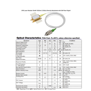 Dfb mô-đun Laser 10mW 1550nm 2.5 Gb/giây trực tiếp điều chế SM <span class=keywords><strong>s</strong></span>ợi Pigtail FTTH FC nối thiết bị <span class=keywords><strong>s</strong></span>ợi quang - Product Image 6