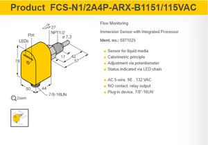 และเซ็นเซอร์วัดการไหล FCS-N1/2A4P-ARX-B1151/115VAC FCI-D09A4-NA-H1141/M16 - Product Image 2