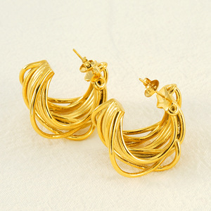 Zogxin Gold Hoop Earrings 18K Geometric Irregular Design For Women Party Jewelry - Product Image 3