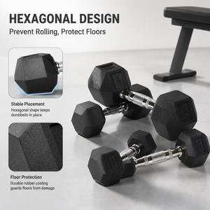 Haltère hexagonal en <span class=keywords><strong>fonte</strong></span> pour la musculation à domicile, enveloppé de caoutchouc, pour le renforcement musculaire, avec poignée en PVC - Product Image 6