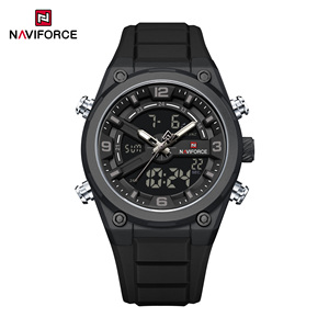 NAVIRORCE 9265 ファッションメンズ電子クォーツ腕時計 デュアルディスプレイ カレンダー 夜光 スポーツカジュアル シリコンバンド デジタル腕時計 - Product Image 2