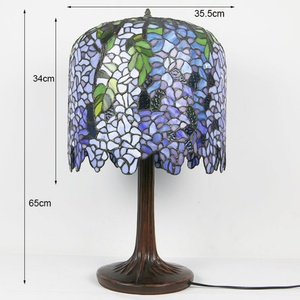 LongHuiJing 14Inch Handmade Stained Glass Lampshade Wisteria LED Table Lamp Flexible AC Simple Eco-Friendly European Design - Product Image 4