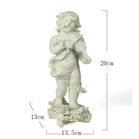 Statue d'ange traditionnelle européenne faite à la main en résine artisanale pour l'art du jardin Figurine polie avec modèle de fleur pour cadeau de décoration intérieure