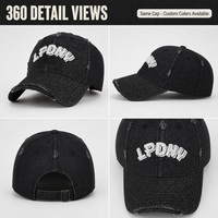 Casquette de baseball en jean délavé vintage, broderie 3D en relief, 6 panneaux, style Dad Hat, unisexe, visière incurvée, pour concerts, voyages, usage décontracté