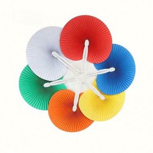 Ventilateur portable en papier écologique promotionnel, logo personnalisé imprimé, ventilateur manuel en plastique DIY, ventilateur rond en papier - Product Image 1