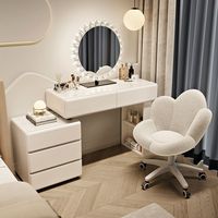 Ensemble de coiffeuse moderne avec miroir LED et cadre en cristal, bureau de toilette pour la chambre à coucher, ensembles de meubles, coiffeuse de luxe avec tabouret