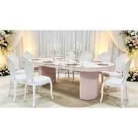Tables de banquet en acier inoxydable de forme ovale blanche, design moderne pour hôtels, événements et réceptions, tables de mariage
