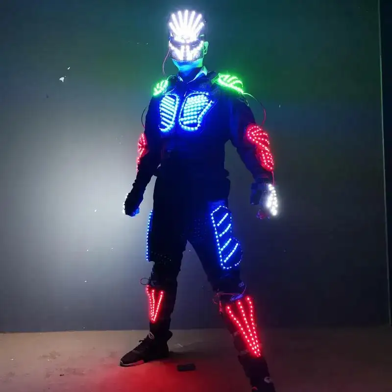 Night Club Party Performance Wear Rave LED Costumes Costumes Lumineux Hommes Vêtements LED Dance Tron Robot Costume