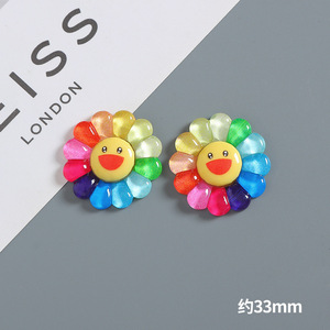 Sáng bóng mờ đầy màu sắc nhựa cabochons vui khác nhau có kích thước hướng dương với nụ cười mô hình cho hairbow Clip Giày thủ công trang trí - Product Image 6