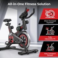 Bicicleta de Ciclismo Indoor Silenciosa con Manillar Ajustable, Asiento, Monitor LCD, Sensor de Pulso y Soporte para Tablet, Ideal para Apartamentos y Hogares