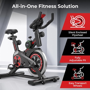 Vélo de spinning <span class=keywords><strong>d</strong></span>'intérieur silencieux avec guidon réglable, siège, écran LCD, capteur de fréquence cardiaque et support tablette pour <span class=keywords><strong>appartement</strong></span> et maison - Product Image 2