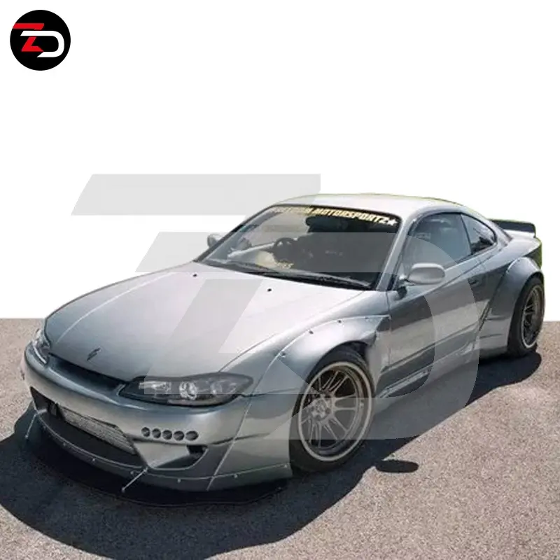 シルビア200 SX S15 1999 ~ 2002用ロケットBスタイルボディキットフロントバンパーリアバンパーサイドスカートホイールアーチウィング