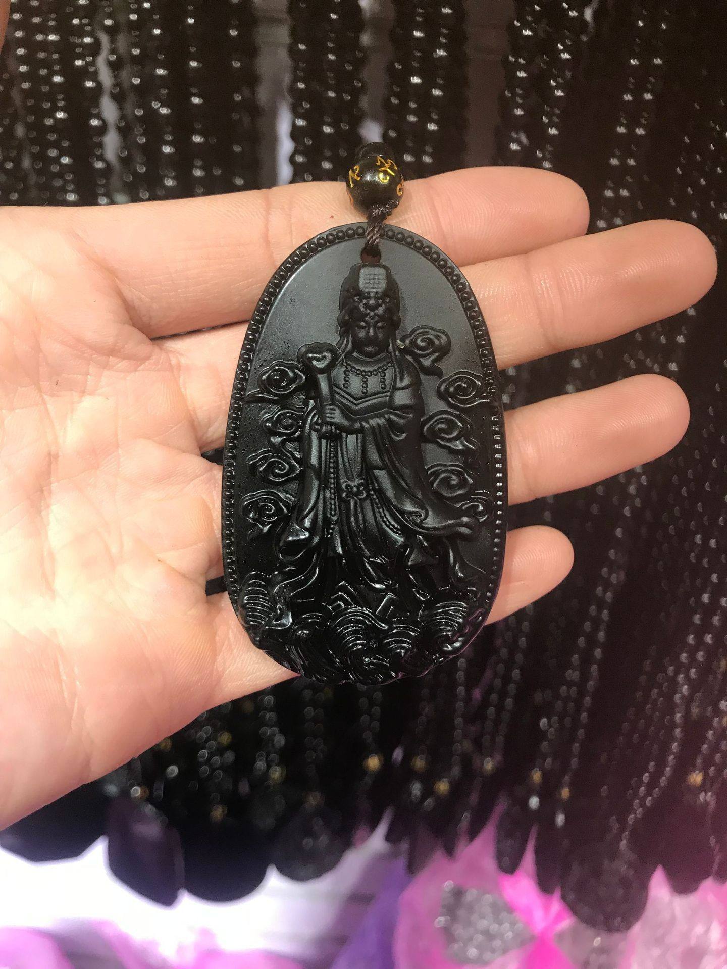 สร้อยคอลูกปัดกลมสีดำ-รูปไข่มาซู