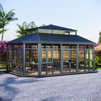 Gazebo en aluminium sur mesure à double toit rigide, résistant aux intempéries, multi-usages, pour extérieur, patio, jardin, villa, hôtel