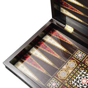Tùy chỉnh lớn bằng gỗ đàn Piano sơn mài bảng trò chơi backgammon Trung Đông Arab cờ vua PU gỗ hộp trò chơi câu đố - Product Image 4