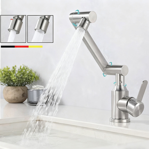 Robinet de <span class=keywords><strong>cuisine</strong></span> mural pliable en acier inoxydable 304, robinet de lavabo de salle de bain, douche, couleur noire, robinets de <span class=keywords><strong>cuisine</strong></span>, mélangeur - Product Image 6