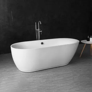 Fabriek Direct Verkopende Witte Glanzende Duurzame Acryl Badkuip Vrijstaand Bad