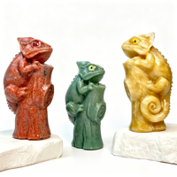 Vente en gros de figurines de caméléons en cristal de 10 cm, sculptures d'animaux reptiles, statues de lézards pour la décoration de la maison et les cadeaux