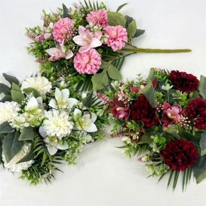 LUYI - Bouquet de dahlias artificiels en soie, faits main, style européen réaliste, rouge, blanc, rose, longue durée, pour Noël - Product Image 4