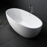 Baignoire autoportante en pierre artificielle de luxe en ardoise, surface solide, pour un bain confortable