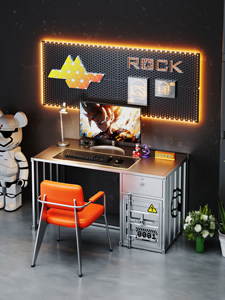 <span class=keywords><strong>Scrivania</strong></span> da Ufficio Stile Industriale con Cassetti <span class=keywords><strong>e</strong></span> Spazio di Archiviazione in PVC per Ufficio, Studio <span class=keywords><strong>e</strong></span> Gaming - Product Image 1