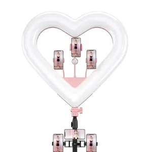 Кольцевой светодиодный светильник Juguang, Заводская поставка, 20 дюймов, Rgb, с регулируемой яркостью, в форме сердца, с зажимом для мобильного телефона
