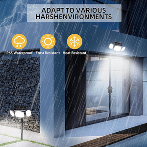 <span class=keywords><strong>Lampe</strong></span> solaire murale extérieure <span class=keywords><strong>LED</strong></span> nouvelle génération étanche IP65 avec 3 têtes et capteur de mouvement pour maison, terrasse, clôture, jardin - Product Image 3