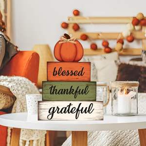 Set <span class=keywords><strong>Cross</strong></span> Border di 4 pezzi estivo vassoio stratificato in legno ornamenti fattoria decorazione della tavola libro di impilamento blocchi di segni - Product Image 3