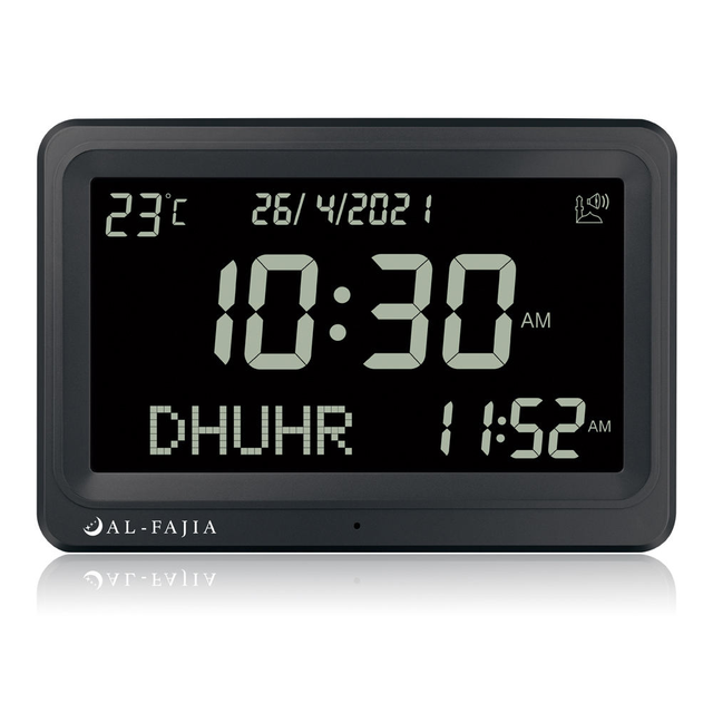 Al-Fajia Islamic Prayer Azan Clock Athan Sound Remind Multi-languages Electronic Desk Clock Large LCD Hijri Calendar Living Room
