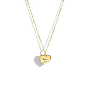 <span class=keywords><strong>Collana</strong></span> con Ciondolo a Cuore Personalizzato Inciso 'Ti Amo' 'Amo la <span class=keywords><strong>Mamma</strong></span>' Catena in Oro Gioiello Delicato Emozionale per Donna Regalo - Product Image 1