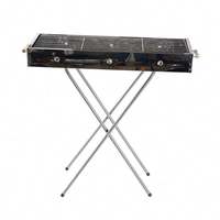 Barbecue pliable portable avec table à charbon amovible sur roulettes, finition métallique thermolaquée pour le camping