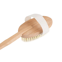 Brosse de bain en bois détachable OEM avec poils de sanglier naturels et sangle de maintien pour exfolier la peau sèche
