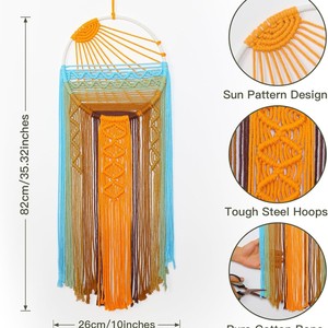 Décor mural en <span class=keywords><strong>macramé</strong></span> complexe avec motifs bohèmes et élégance artistique conçu pour les points focaux muraux et les coins confortables - Product Image 6