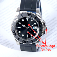 Reloj de Lujo para Hombre SIN LOGO NH35 Sub, Esfera con Fecha, Movimiento Mecánico Automático, Cristal de Zafiro, Resistente al Agua 10 Bar, Correa de Goma