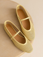 Chaussures plates élégantes en maille de haute qualité pour femmes, ballerines à enfiler, chaussures plates à bout rond en raphia pour l'été
