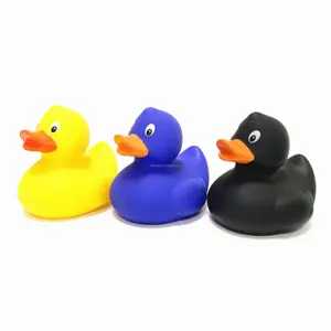 Canard en caoutchouc écologique en vrac LOGO personnalisé 3 pouces jaune noir bleu canard en caoutchouc personnalisé pour l'heure du bain de bébé jouets souples