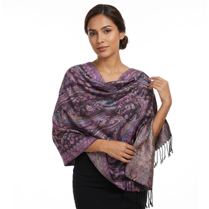 Étoles en soie tissées à la main en jacquard multicolore, matière super satinée, teintures naturelles biologiques sans azo, lisses et brillantes pour femmes - Product Image 5